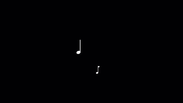 Animation of musical note on alpha channel background. Loop