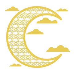 Islamic Pattern Crescent with Cloud