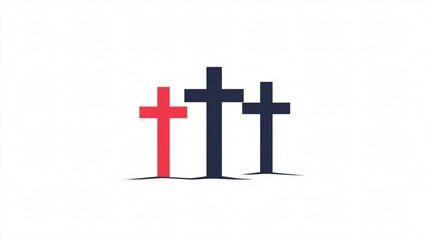 Obraz premium Three Crosses: A Symbol of Faith, Sacrifice, and Resurrection - Minimalist Christian Icon