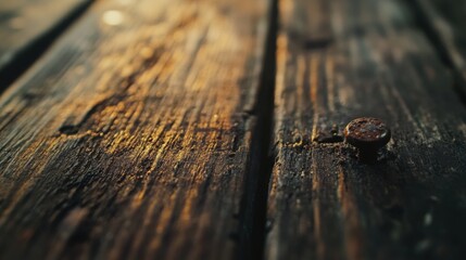 Rustic Weathered Wood Texture with a Rusty Nail Detail