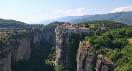 Naklejka premium Hidden Cliffside Monastery.