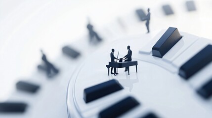 Grand Piano: Miniature Figures on a Keyboard - A Symphonic Scene of Musical Harmony