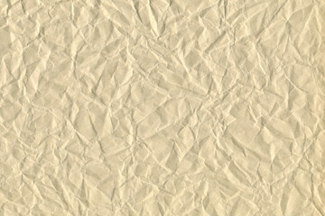 Crumpled craft paper texture for designers, isolated blank template.
