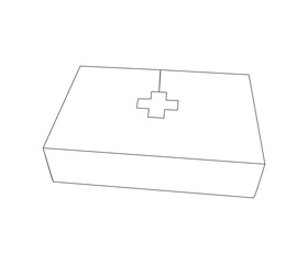 One continuous line drawing of first aid kit box. Single line of first aid kit box vector illustration