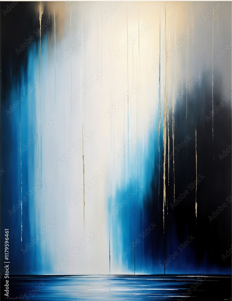 Wall mural background with rays of light - abstract blue and black ink background - generative ai