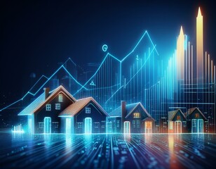 growth in property prices real estate concept with digital data generative ai visual