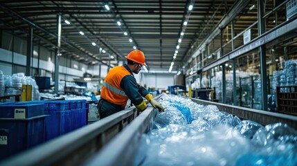 Engineer Working in a Plastic Recycling Factory