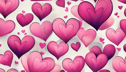 a seamless pattern of pink hearts on a white background
