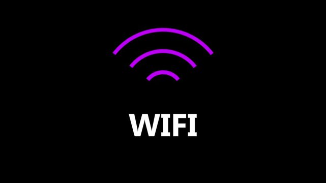 The Wi-Fi icon animates with expanding waves emanating from a central dot, pulsing in a rhythmic pattern to represent strong signal strength and connectivity.