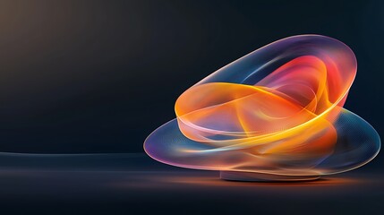 Abstract glowing orange and pink swirling shapes on dark background.