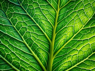 Fototapeta premium Giant Green Leaf, Lush Tropical Foliage, Close-up Detail, Nature Texture, Vibrant Greenery