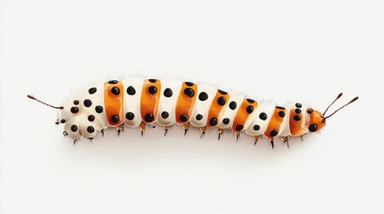 Naklejka premium Striking Orange and White Caterpillar: A Close-Up Portrait