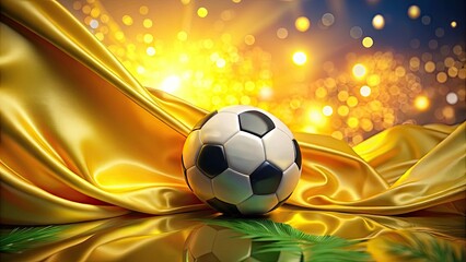 Fototapeta premium Psychedelic Brazilian soccer: surreal art explodes in yellow, a vibrant football fever dream.