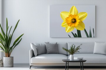 Elegant Daffodil Captured in Vivid Yellow for Modern Home Decor Inspiration