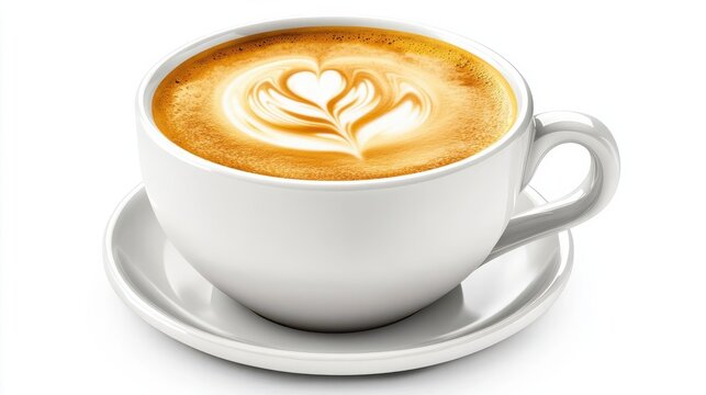 recommend clip art: Coffee cup clip art showing a cup of cappuccino with latte art at the top, isolated on a white background