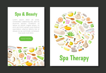 Spa Body Treatment Banner Design with Oil and Aromatherapy Vector Template