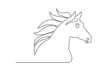 Horse continuous single line art and isolated outline vector illustration

