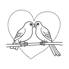 love bird isolated coloring page for kids and adult vector art line art illustration