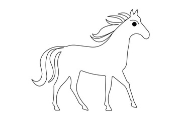 Horse continuous single line art and isolated outline vector illustration
