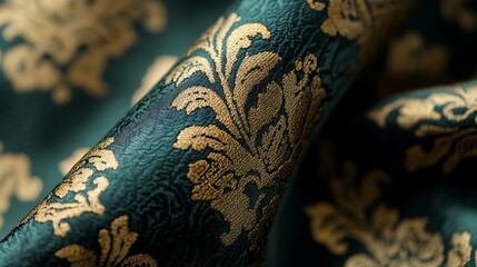 Luxury Fabric with Brocade and Damask Textile Pattern Offering Elegant Texture and Style