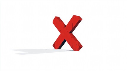 Obraz premium Red Cross Symbol: A 3D Rendered Icon of Rejection, Prohibition, and Warning on a White Background