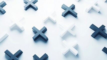 Obraz premium Abstract 3D Cross Pattern - Minimalist Black and White Design