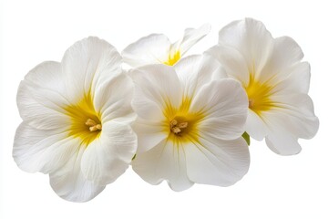 Obraz premium Single White Primrose Flower with a Hint of Yellow Accents on Petals