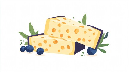 Savor the Flavor: Exquisite Cheese Wedges with Fresh Blueberries