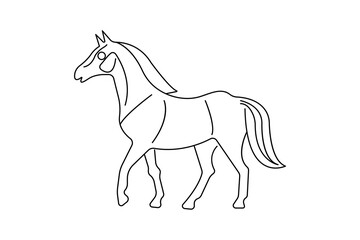 Horse continuous single line art and isolated outline vector illustration
