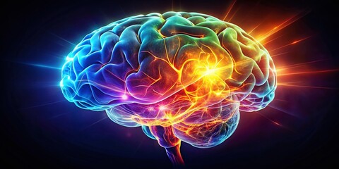 Glowing Brain Silhouette: Cognitive Science, AI, Innovation