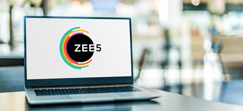 Laptop computer displaying logo of ZEE5