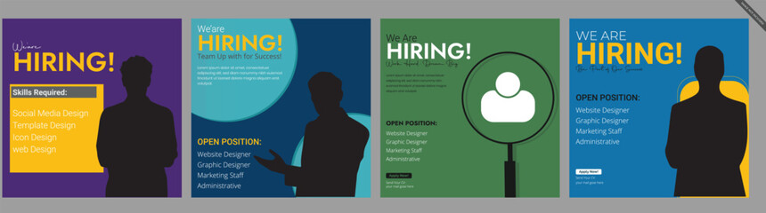 We are hiring job vacancy social media post or square web banner template design,Hiring poster, Job vacancy advertising template, Corporate Job Vacancy Banner Designs, Hiring Job flyer design,Job .


