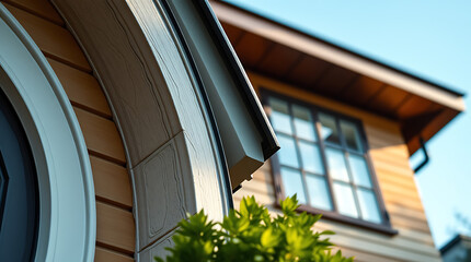 Fototapeta premium Exterior of House with Curved Door Frame and Window