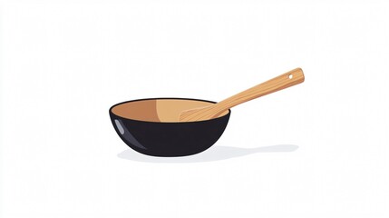 Empty black bowl with wooden spoon - Minimalist food photography