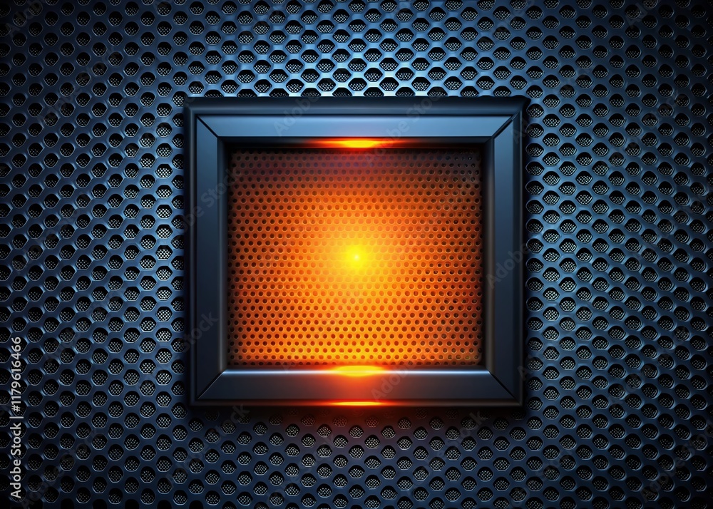 Poster glowing orange square tech mesh background - abstract modern design