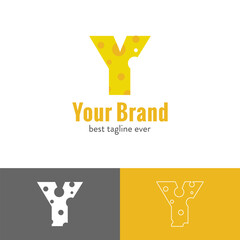Cheese combined with initial letter Y logo. Cheese logo design