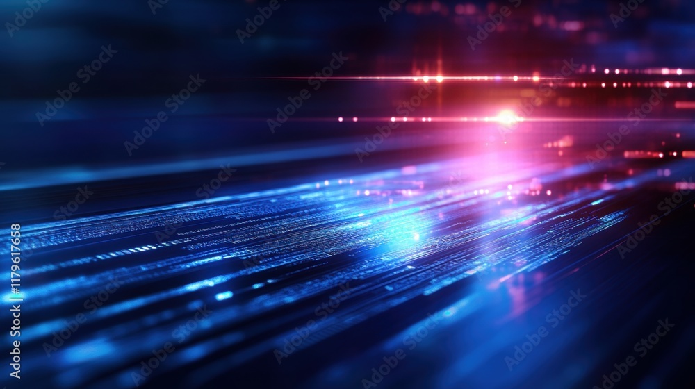 Poster vibrant abstract technology background with dynamic blue and red lights creating an energetic and fu