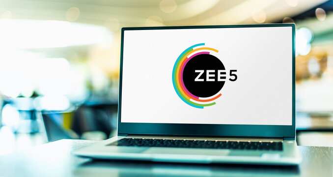Laptop computer displaying logo of ZEE5