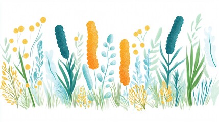 Obraz premium Whimsical Wildflower Meadow: A Vibrant Floral Illustration for Spring and Summer