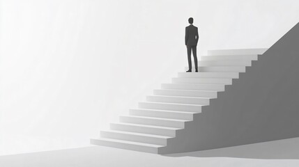 Businessman Ascending Stairs: A Visual Metaphor for Career Growth and Success