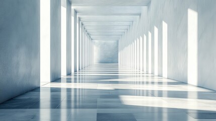 Obraz premium Illuminated corridor passage modern architecture interior design minimalist environment perspective