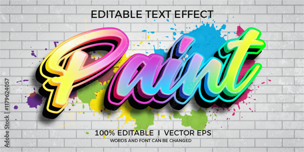 Poster paint vector text effect with modern style design