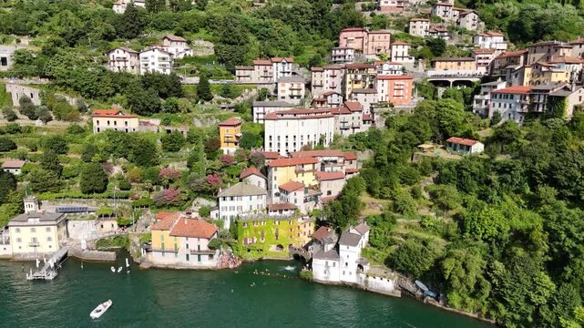 Aerial view of Nesso village on Lake Como, Italy