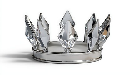 Fototapeta premium Elegant Silver Crown Isolated on White Background