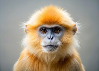 Obraz premium Golden Langur Monkey Minimalist Portrait: Elegant Wildlife Photography