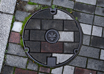 Water hatch with a pattern in Kamakura city, Japan.