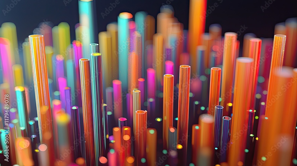 Aufkleber Abstract Digital Financial Chart with Colorful Candlestick Graphs Representing Market Trends and Data Analysis in a High-Tech Environment