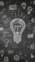 Chalkboard Drawing of a Lightbulb: A Symbol of Ideas and Creativity