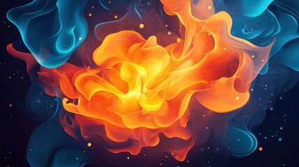 Colorful Abstract Swirl of Flames and Smoke on a Dark Background