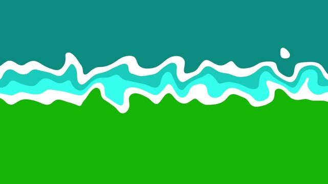 4K Cartoon effect sea wave transition, water liquid transition on green screen, chroma key